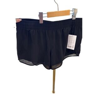 Athleta Mesh Racer Run 4" Short Black Womens Size Large NWT Running Gym Workout